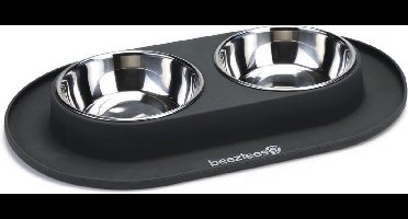 Beeztees - Dinerset Hond - Siliconen - Antraciet - 40x24x4,5 cm