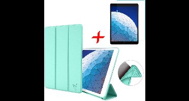 Hoes + Screenprotector geschikt voor iPad Air 2019 10.5 inch - Smart Book Case Groen