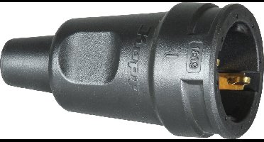 KOPP rubber contrastekker met randaarde en tule, IP20 | ZWART