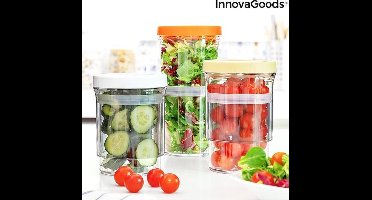 Innovagoods Aanpasbare & Luchtdichte Opbergbakjes met deksel - Stapelbare Voorraadbussen - Vershouddoosjes - Luchtdichte Voorraadpotten - Food Containers - Keuken Opbergdozen - Bewaardoos - Bewaarbak