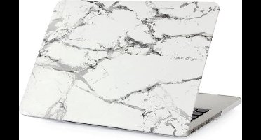 Shop4 - Geschikt voor MacBook 13 inch Pro Retina Hoes - Hardshell Cover Marmer Wit Grijs