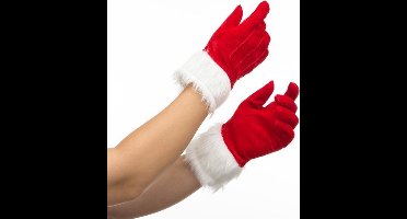 Witbaard Kersthandschoenen - Unisex polyester rood/wit - Maat M