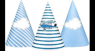 """Little Plane Feesthoedjes, mix, 10cm (1 zakje met 6 stuks)"""