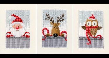 Vervaco - Wenskaart kit - Kerst - Kerstfiguren I set van 3 - PN-0149384 - Borduren - Borduurpakket - Borduurpakket volwassenen - Borduurpakket kind