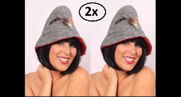 2x Bayernhoed grijs/rood + veer