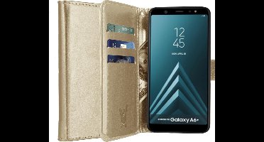 Hoesje geschikt voor Samsung Galaxy A6 Plus 2018 - Book Case Kunstleer Pasjeshouder Goud