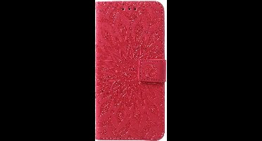 Shop4 - Samsung Galaxy M20 (Power) Hoesje - Wallet Case Zonnebloem Rood
