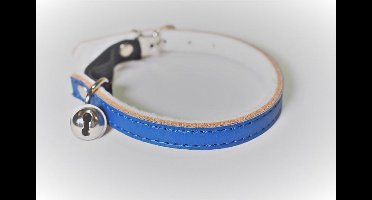 Animalking Kattenhalsband met Belletje - Kattenriem - Kattenbandje - Cat Collar - Leer Blauw