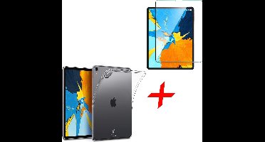 Transparant Hoesje geschikt voor Apple iPad Pro 11 (2018) - Siliconen Soft TPU Gel Case + Tempered Glass Screenprotector iCall