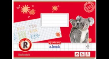 Herlitz rekenboek, formaat A5 liggend, met ruitjespatroon.