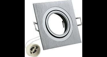Inbouw spot GU10 - aluminium - vierkant armatuur - geborsteld - zilver/zilver 92mm