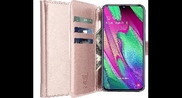 Hoesje geschikt voor Samsung Galaxy A40 - Book Case Kunstleer Pasjeshouder Rosegoud
