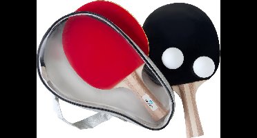 Tafeltennisset 3 Ster – 2 Houten Bats & 2 Tafeltennisballen 40 mm – Inclusief Opbergtas met Rits – Longfield