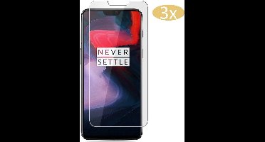 3 Stuks Screenprotector geschikt voor OnePlus 6 - Tempered Glass Glazen Gehard Transparant 9H 2.5D - van iCall