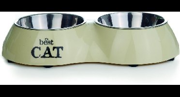 Beeztees Best Cat - Dinerset Kat - Beige - 26,5x15x4,5 - 2x 160 ml
