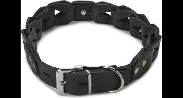 Beeztees leren halsband Connex. Zwart. 65 cm x 30 mm.
