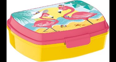 Lunchbox Flamingo 15 X 10 X 6 Cm Geel