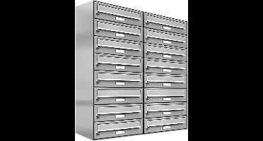 16 personen - adressen - brievenbus -  wandbrievenbus - muur - inbouw - RVS