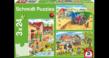 Schmidt 3-in-1 Puzzel Op De Boerderij Junior Karton Groen