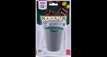 Dobbelset Compleet - Pokerbeker - 5 Dobbelstenen 16 mm - Scoreblok 25 Vellen - Complete Spelset - Engelhart