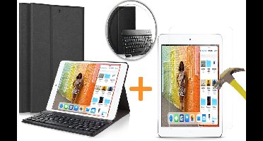 Hoes met Toetsenbord en Screenprotector geschikt voor iPad 2018 / 2017 9.7 inch - Book Case Cover Zwart