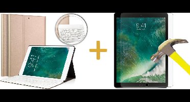Hoes met Toetsenbord geschikt voor iPad Air 2019 10.5 inch - Book Case Cover en Screenprotector Goud
