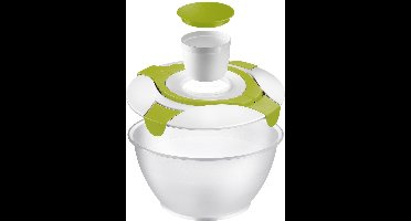 Westmark Slakom met handvatten en dressingbakje, inhoud: 6,5 l, kunststof, Praktika, doorzichtig/wit/groen, 2422227A