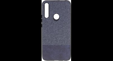 Shop4 - Geschikt voor Huawei P Smart Z Hoesje - Harde Back Case Denim en Leer Donker Blauw