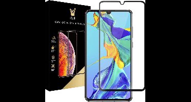 Screenprotector geschikt voor Huawei P30 - Tempered Glass Gehard Glas - Full Screen Cover Volledig Beeld