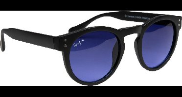 Haga Eyewear Zonnebril Brighton - Zwart - Ronde Zwarte Glazen- 100% UV-A en UV-B Bescherming - Inclusief Microvezelzak