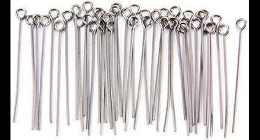 2x 100 Stuks, Kettelstiften Met Oog, Antraciet,  Lengte 32 mm (totaal dus 200 stuks)