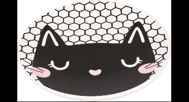 Flamingo Kattenvoerbak Guus Zwart - Zwart/Wit - 13 x 13 x 1.5 cm