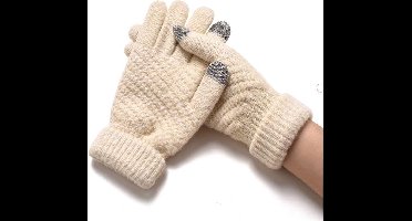 Touchscreen Handschoenen - Velvet Beige - One Size - Stretch - Mobiel - Heerlijk warm - De winter Favoriet!!