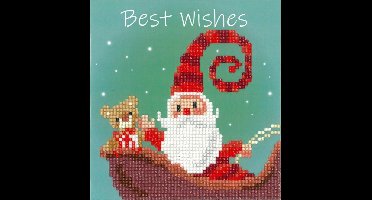 Diamond painting wenskaart kit Vrolijke kerstman - Vervaco - PN-0183277