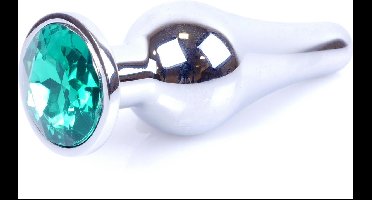 Power Escorts - Groot Formaat Butt plug 9.5 cm - vette Dia 3 cm - Super Stijlvol Silver kleur met Groene Steen - Anaal plug - Opwindend en Stimulerend - Gemakkelijk gebruikbaar - Handige verpakking
