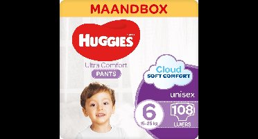 Huggies Ultra Comfort Luierbroekjes - maat 6 (15 tot 25 kg) - Ultra Comfort - unisex - 108 stuks - Maandbox