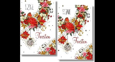 16 Dubbele kaarten - Fijne Feesten - Lannoo - Witte envelop - 10,5 x 16 cm