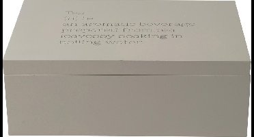 Gusta - Theedoos - Grijs met tekst - 6 vaks - 23x15,5cm