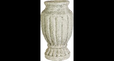 PTMD Rutger grijze keramiek geribbeld klein pot hoog maat in cm: 26 x 26 x 43 - Grijs