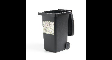 Container sticker Bloemdessin - Een wit met roze bloemdessin Klikosticker - 40x40 cm - kliko sticker - weerbestendige containersticker