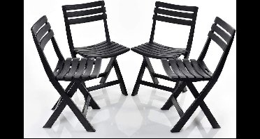 Relaxwonen - 4 tuinstoelen - antraciet - inklapbaar