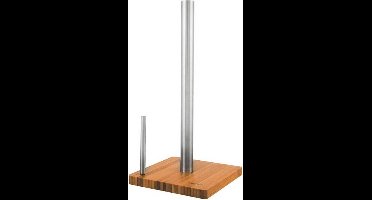 Kinghoff 3921 - RVS Keukenrolhouder XXL - Met Bamboe Voet - Geschikt voor Grote Keukenrollen - 33 cm