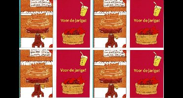 8 Luxe wenskaarten - Dikkie Dik - 12 x 17 cm - Verjaardag/ felicitatie -  Gevouwen kaart met gekleurde envelop