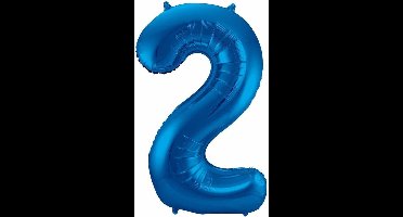 cijferballon 2  blauw 16 inch, - kindercrea