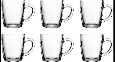 Pasabahce Basic - Drinkglazen - Gehard Theeglas met handvat - 6 Stuks - Geschikt voor Koffie&Thee