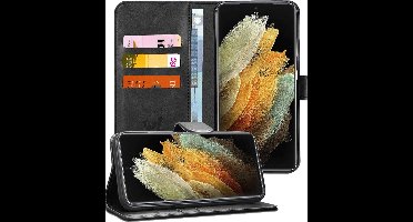 Hoesje geschikt voor Samsung Galaxy S21 Ultra - Book Case Kunstleer Wallet Cover Portemonnee Pasjeshouder Hoes Zwart