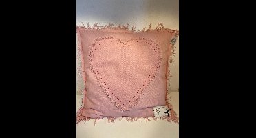 Roze sierkussen Lyndsay Dreams & Wishes met hart 45x45 cm