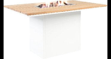 Cosi Fires - Vuurtafel Cosiloft Relax Eettafel White / Teak (120 cm) - Vuurtafels - Hout - Wit