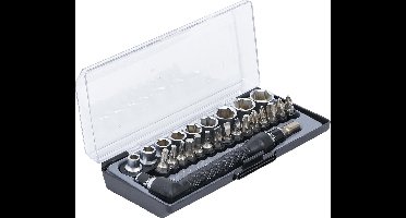 Bit en Doppen set - Kleine maten - 1/4 - PH1 - PZ1 - Torx - Doppen 5 - 13mm - Kompact doosje - 26 delig -  BGS20802