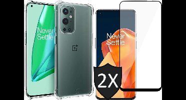 Hoesje geschikt voor OnePlus 9 Pro - Transparant Shock Proof Case + 2x Screen Protector Glas Full